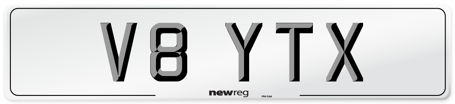 V8 YTX Number Plate from New Reg